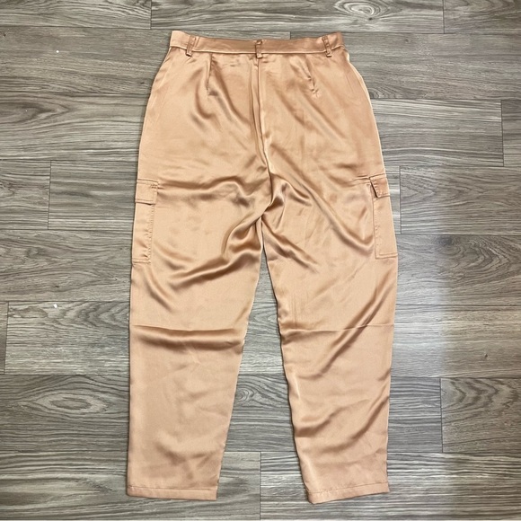 NEW Bailey 44 Gold Satin Cargo Pocket Straight Leg Ankle Pants - Picture 12 of 12